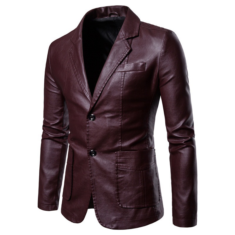 Aumentar el tamaño de primavera y otoño para hombres nueva chaqueta de cuero coreana de moda PU locomotora chaqueta de cuero delgada para hombres marca de moda para hombres