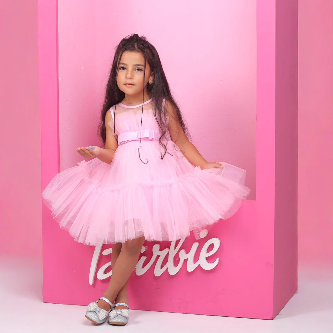 Vestido de niña de un año, estilo nuevo y popular para comercio exterior transfronterizo de Amazon, falda tutú con bloques de color, vestido de pastel, vestido infantil.