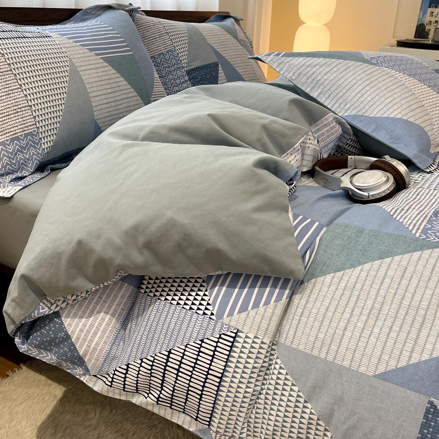 Algodón grueso de cuatro piezas, sábanas de algodón lavado con agua, dormitorios de estudiantes, tres piezas