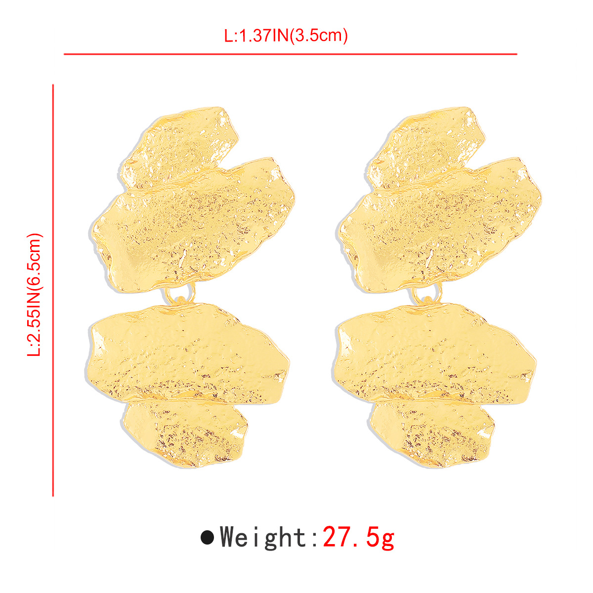 42g Weight 0.03µm Gold Plating Thickness Electroplated Gold Plating Process 201 Stainless Steel Ear Needle Material Golden Plated Plating Material Ear Studs Classification 1 Pair Quantity Holiday, Daily Occasion Alloy Material Geometric Pattern Women's Gender IG Style, Casual, Exaggerated Style Plating Craft 1 Pair IG Style Casual Exaggerated Geometric Alloy Ear Studs 63