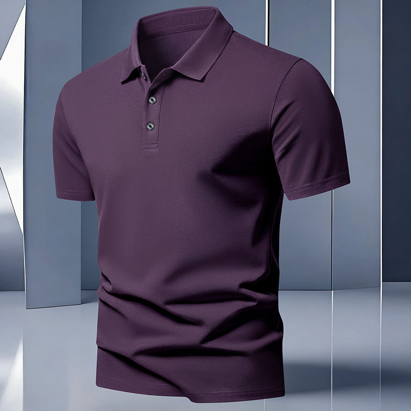 New summer style, fashionable, high-quality, upscale business men's American casual solid color versatile simple polo shirt short sleeve