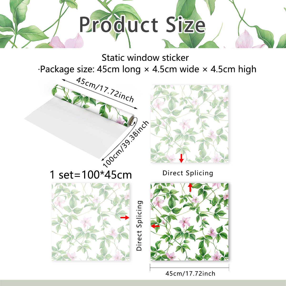 230g Weight Window stickers Home Textiles & Decor Type PVC Material Leaf, Flower Pattern Casual, Pastoral Style Casual Pastoral Leaf Flower PVC Window Stickers Window Accessories 无
