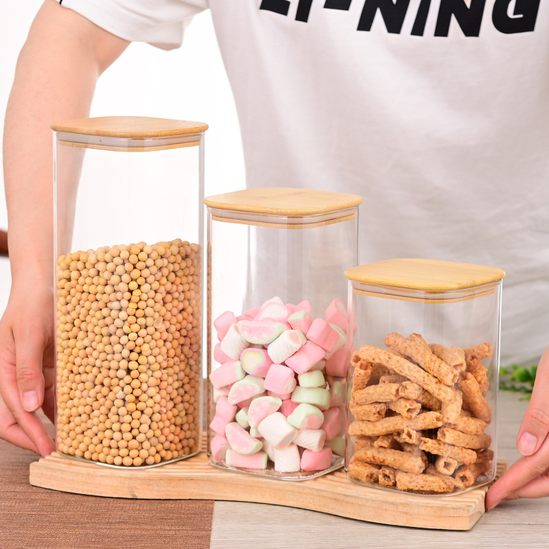 Tanque sellado de vidrio con alto contenido de borosilicato, tanque de almacenamiento de grado alimenticio, tanque sellado de granos de café de cáscara de mandarina de cocina de almacenamiento de cocina