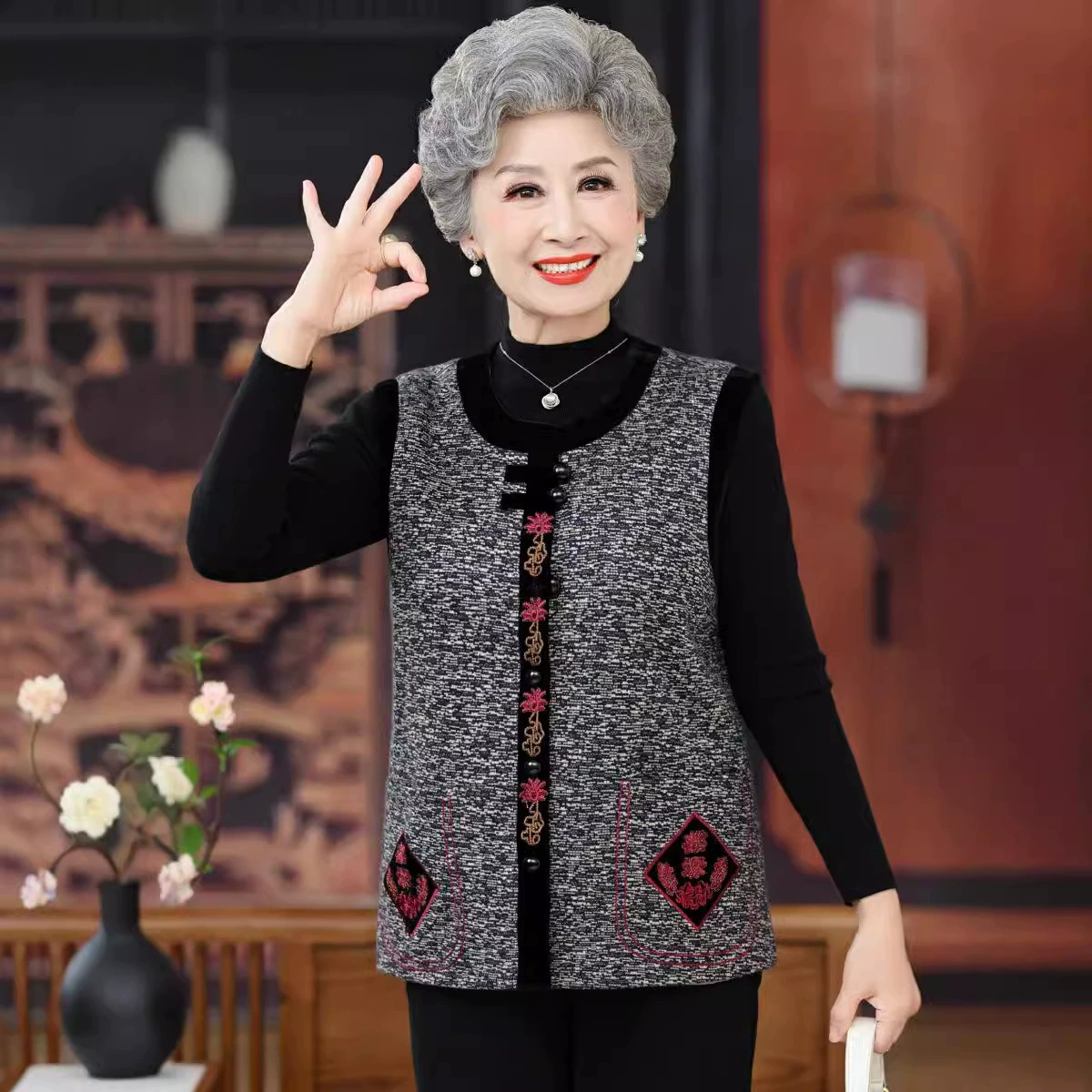 Осенняя одежда для пожилых бабушка жилет для мам весна и осень пальто для старой леди жилет для старых