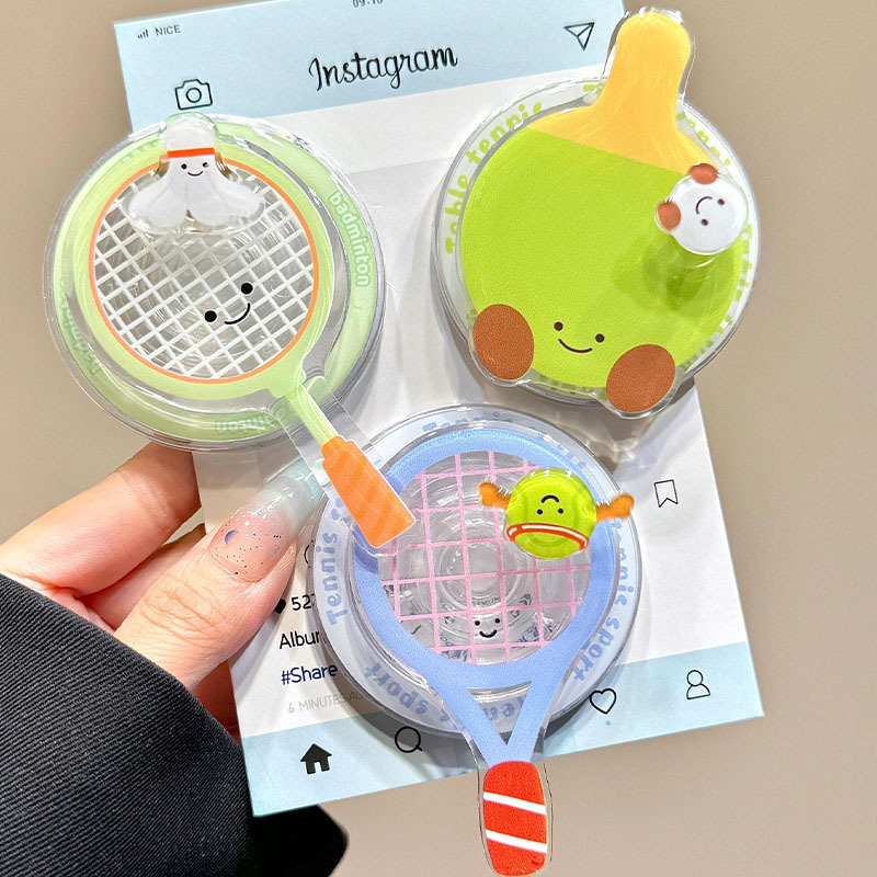 Cute and Creative Table Tennis and Badminton Magnetic Holder Phone Case Stand DIY Ornament Pendant Phone Case Decoration