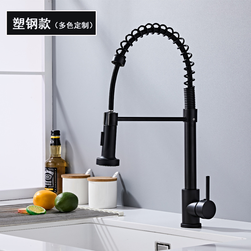 Grifos de extracción de cocina caliente y frío de doble control primavera grifo caliente y frío fregadero de acero inoxidable agujero único fabricante al por mayor transfronterizo