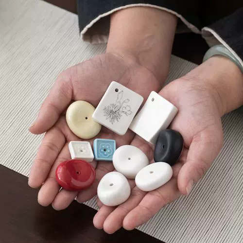 陶瓷香插盘香架香立线香 蚕豆香座坐支架香炉香托 日式和风四方托