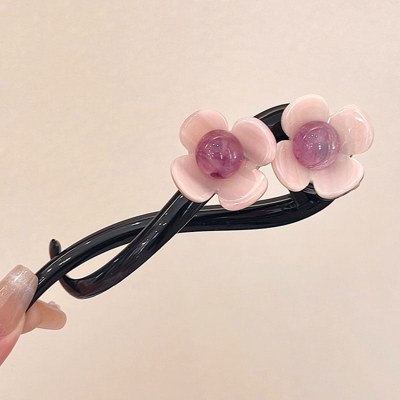 Retro temperamento flor una palabra clip de cabello para mujeres 2024 nuevo disco de cabeza atrás clip de agarre clip de torsión clip de cabello tocado clip de cabello