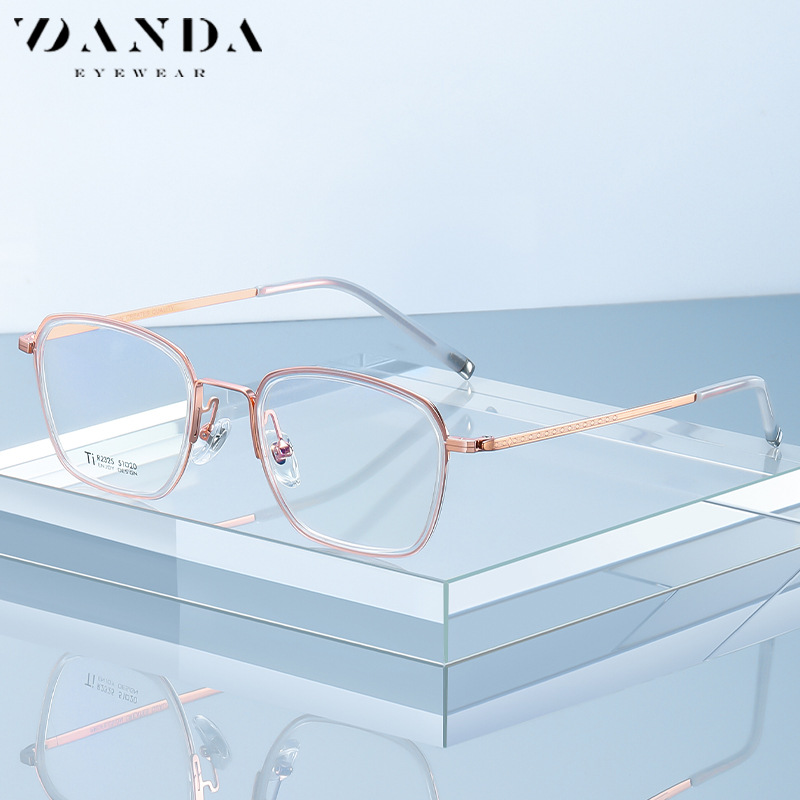 Nueva placa gafas lisas de moda de las mujeres gafas de miopía cuadrados marco hombres r2325 Kick-off diseño gafas de titanio puro marco