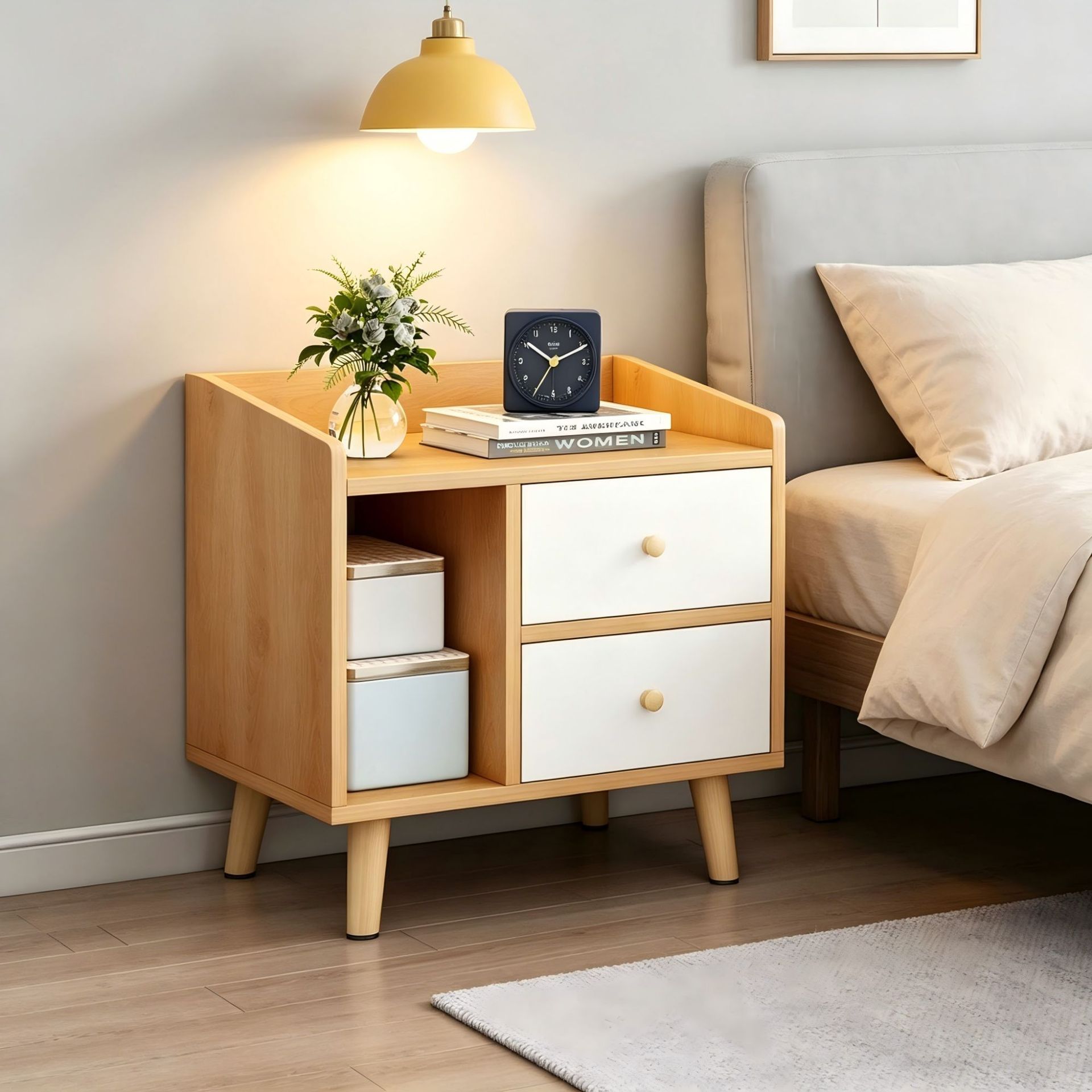 Simple modern bedside table, small household storage cabinet, storage rack for bedroom and rental housing
