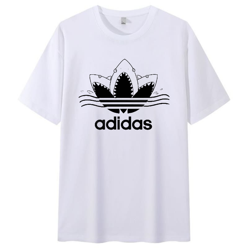 Summer Unisex Shark Logo Loose Round Neck Short-Sleeve T-Shirt Trendy Korean Style New Model for Teenagers Wholesale Summer Unisex Shark Logo Loose Round Neck Short-Sleeve T-Shirt Trendy Korean Style New Model for Teenagers Wholesale