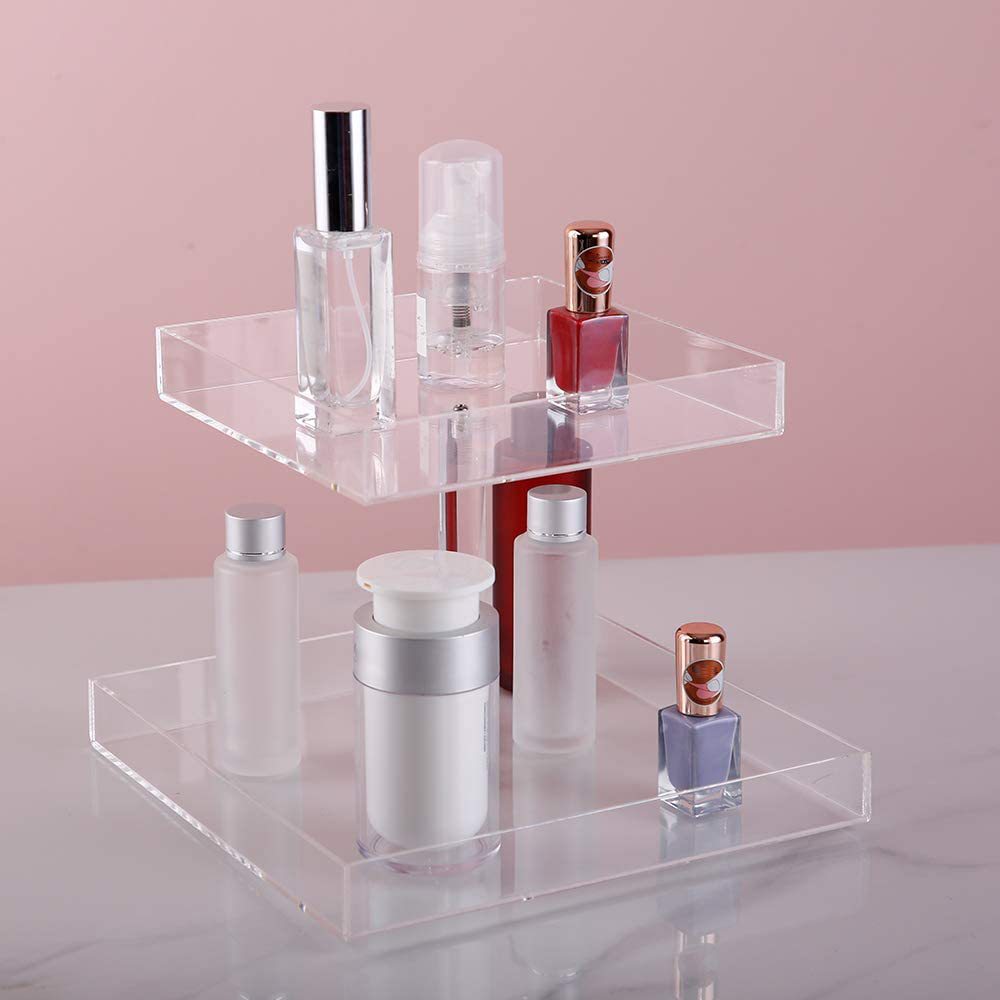 桌面双层文具收纳架可拆卸化妆品置物架亚克力用浴室洗漱台整理架
