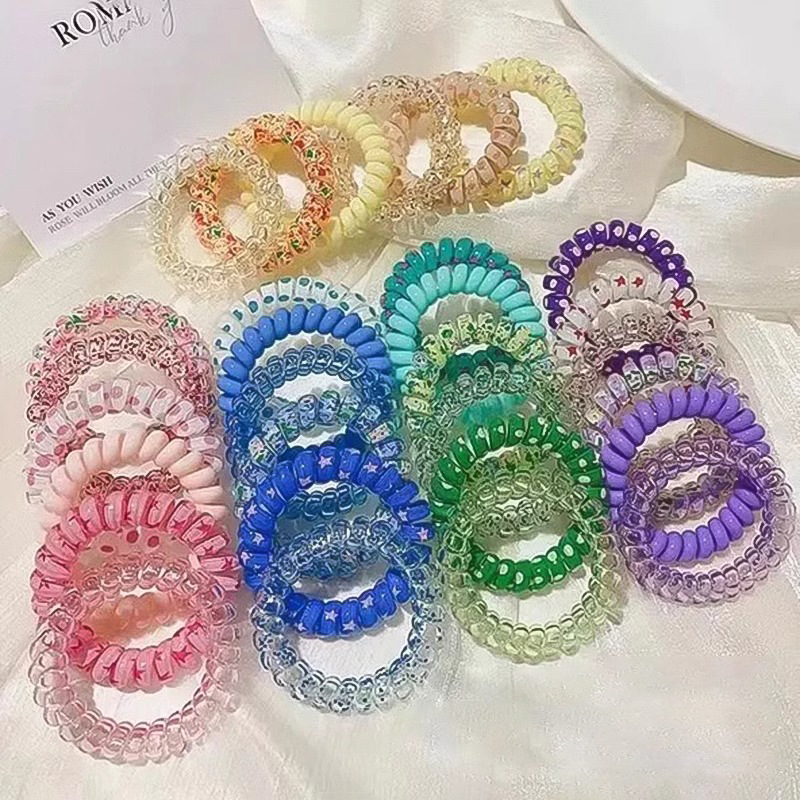 Dolce color cable telefónico cabello anillo de cabello cuerda de cabello mujer simple sin marcas cuerda de cabello no daña el cabello banda de goma cubierta de cabello