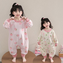 女童连体睡衣春秋款纯棉2025新款婴儿宝宝防着凉防踢睡袋儿童爬服