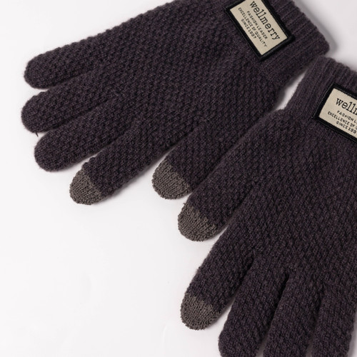Winter Thicken Korean Style Cold-Proof Cute Touch Screen Warm Wool Knitted Gloves for Men and Women Finger Warm Gloves