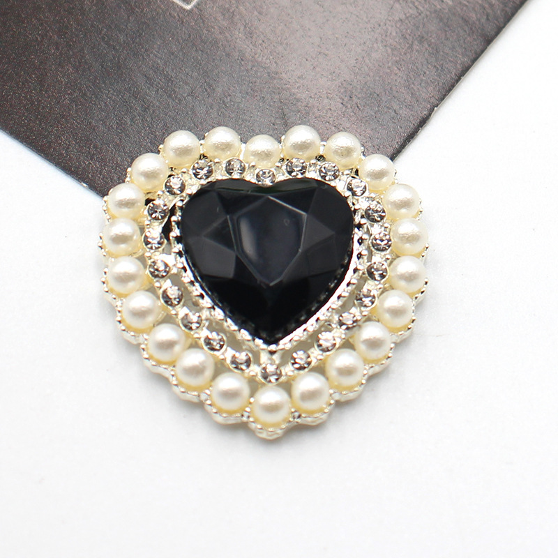 27mm銀色桃心真珠花盤合金部品diy髪飾り花盤ドリル頭飾りアクセサリー部品