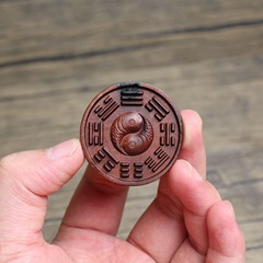 雷擊棗木紫薇諱平安扣掛件吊墜道家法器隨身配飾老料深色精雕手工