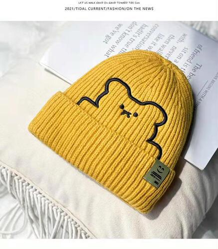 Live broadcast parent-child hat children baby bear men and women woolen hat boys autumn and winter warm student cartoon knitted hat