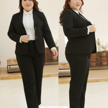 大码西装外套女2025新款春秋季胖mm通勤黑西服200斤职业正装套装