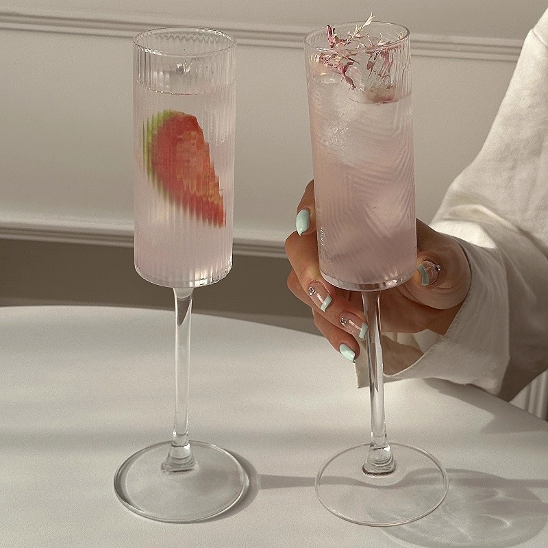 Spring Maple Retro Bubble Wine Cups in Champagne Francés Vaso de vino Vaso de vidrio alto soplado a mano nicho