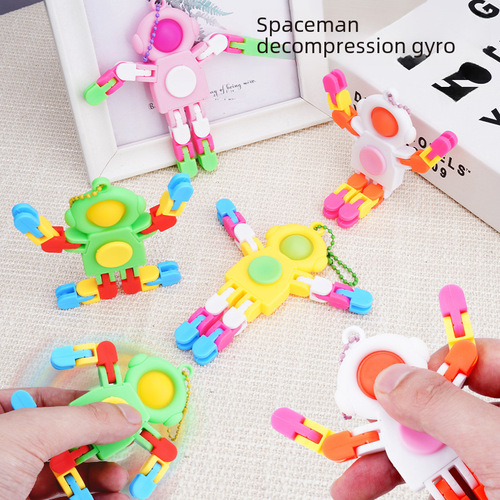 Amazon chain gyroscope glowing cartoon character creative hanger transform stress relief fidget spinner finger relaxation toy