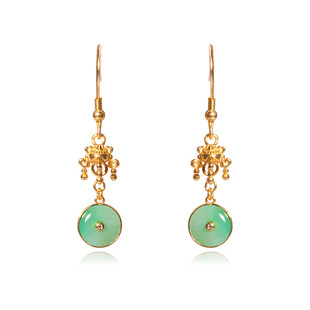 in stock Natural Myanmar A Goods Jade Earrings Female S925 Silver Plated 18K Gold 8mm Safe Buckle Earrings Source Factory
