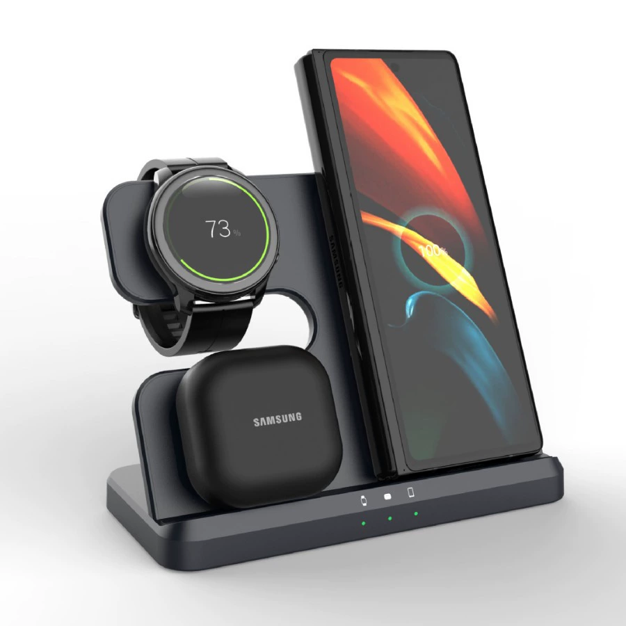 Samsung беспроводное совместимое зарядное устройство, синхронизация с телефоном, универсальные часы, 15W, 3 в 1