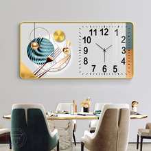 现代简约餐厅装饰画带时钟表轻奢饭厅餐桌厨房挂画客厅沙发墙壁画