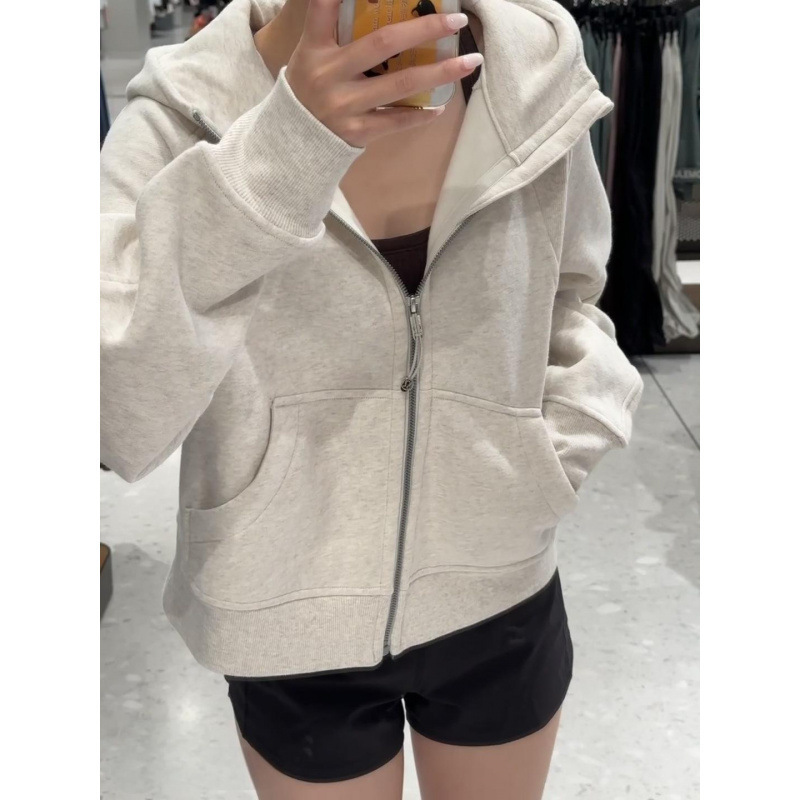 Embroidered Original Label Scuba Full-Zip Jacket Casual Sports Sweatshirt Loose Fleece Jacket Yoga Top