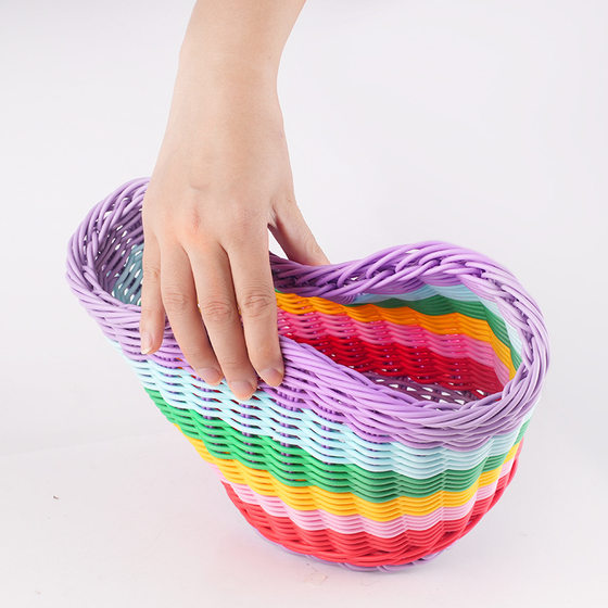 Children's bicycle basket vintage woven basket baby carriage rainbow color car basket front basket front basket walking baby