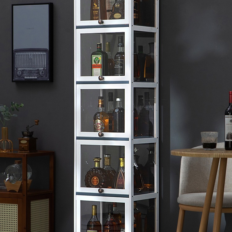 Wine Cabinet Display Cabinet Modern Simple Sideboard Internet Celebrity Small Wine Rack European Style Wall-Mounted Living Room Solid Wood Storage Rack Home
