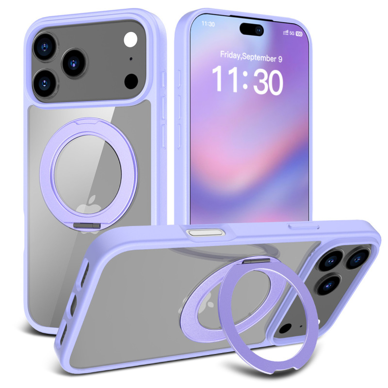 适用iPhone17promax磁吸磨砂透明16plus苹果带旋转隐形支架手机壳|undefined