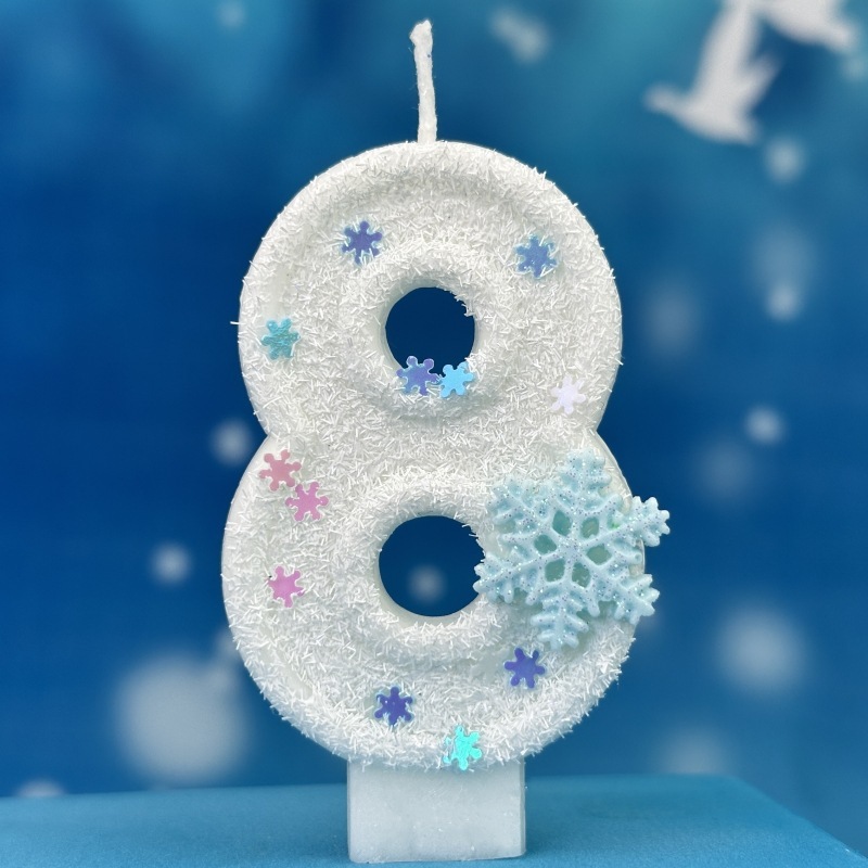 Cross-border Hot Sale Amazon Xiyin Digital Birthday Candle Cake Party Decoration Birthday Wax Diy Ice and Snow Theme