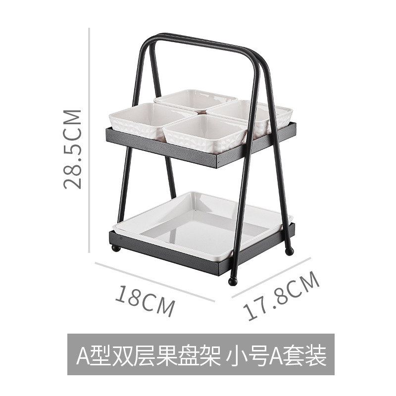 Soporte de bandeja de frutas de doble capa, bandeja de frutas secas de cuatro cuadrados, bar KTV, bocadillos creativos comerciales, bocadillos, escaleras multicapa