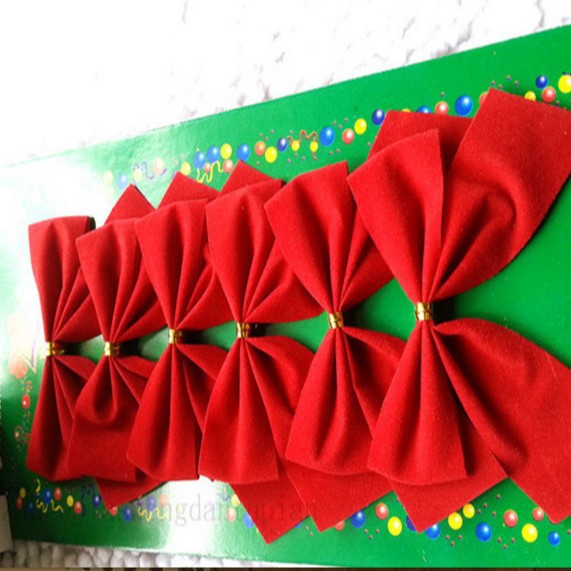 Navidad decoraciones 5,5 cm oro y plata paño rojo bowknot (12 Navidad bowknot Navidad necesidades diarias