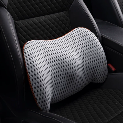 backrest cushion, waist pillow, driver's, Waist support - light-gray-grid-with-orange-accents-derong-model