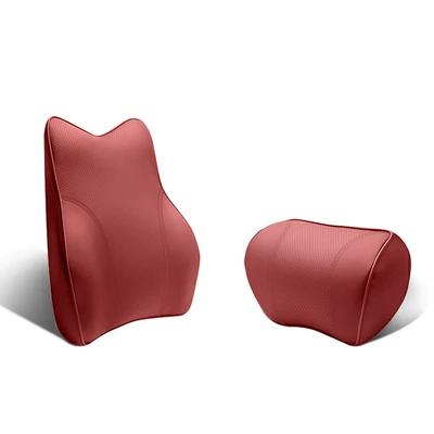 Headrest | Foam Driving Waist Support Artifact - set-1-headrest-1-lumbar-support-volcano-red
