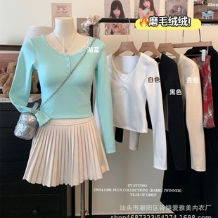 New Long Sleeve T-Shirt Women's Spring and Autumn Lace Stitching Spice Girls Inner Slim-fit Slim Shirt Base Shirt Factory Outlet