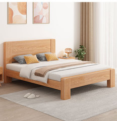 Master bedroom with a 1.5-meter American-style wooden bed for rent, using a 1.2-meter single new solid wood bed and a minimalist modern double bed