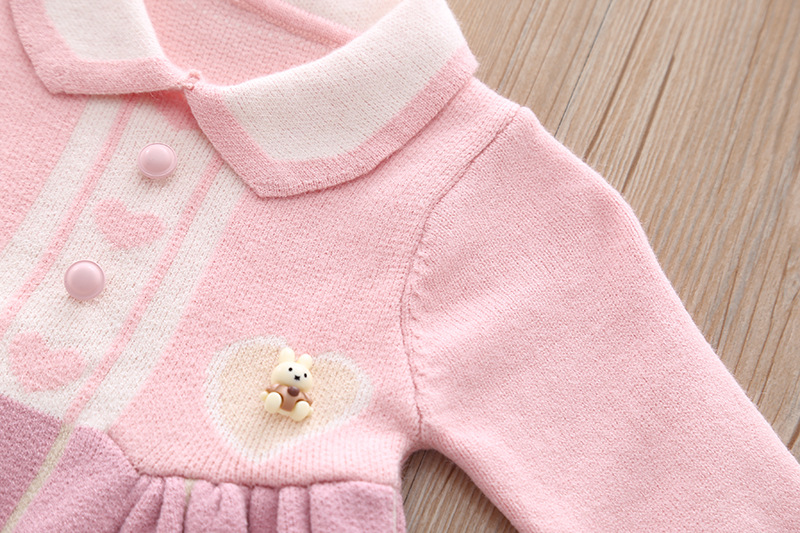 2022 Autunno e inverno nuovo maglione edizione coreana alla moda amore cartone animato coniglio bambina bambola collo abito lavorato a maglia_voghion.com