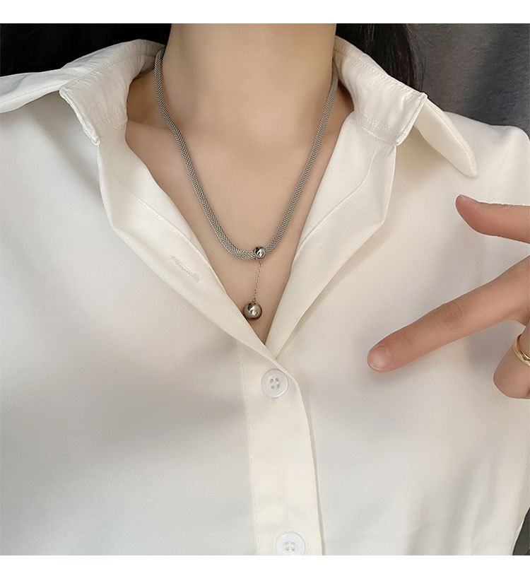 Pendant Necklace Classification 304 Stainless Steel Chain Material 1 Piece Quantity Vacuum Plating Real Gold Plated 18K Gold Gold Plating Silver Plated Ball 304 Stainless Steel Fashion Waterproof Non Tarnish Titanium Steel Pendant Necklace