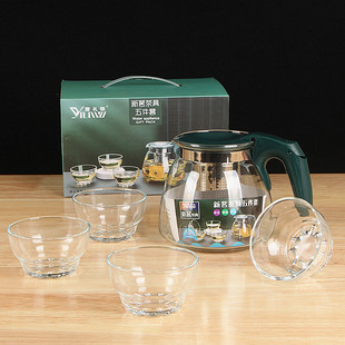 Heat-resistant Glass Teapot Five-piece Set Household Kung Fu Tea Set about 10 Yuan Store Celebration Event Sales Gifts