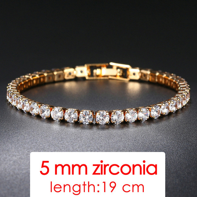Zhen Yuan High-Quality Fashion Tennis Gold-Colored Bracelet Heavy Craftsmanship Personalized Fashion Hip-Hop Trend Factory Direct Sale