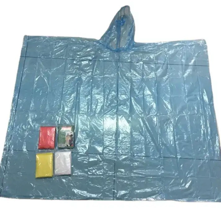 Спот одноразовый PE 2 проволоки 50 'x80 ''пончо красный желтый синий прозрачный log