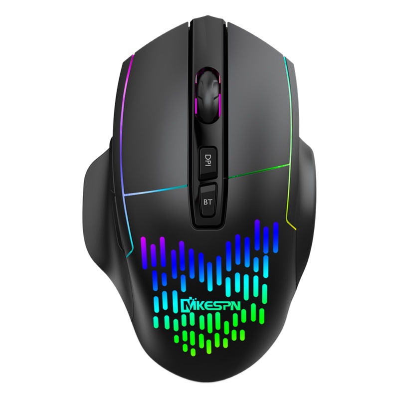 Venta al por mayor ratón Bluetooth inalámbrico tres-modelo TYPEC carga inalámbrica RGB juego ratón luminoso