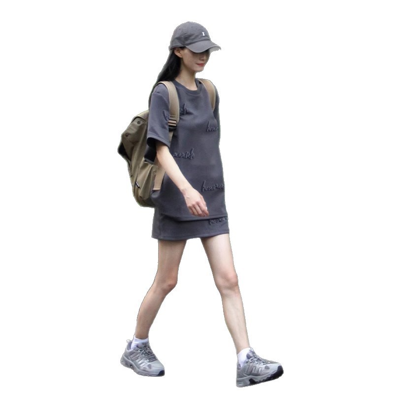运动套装女2025夏季新款时尚复古美式休闲显瘦上衣半身裙两件套潮|undefined