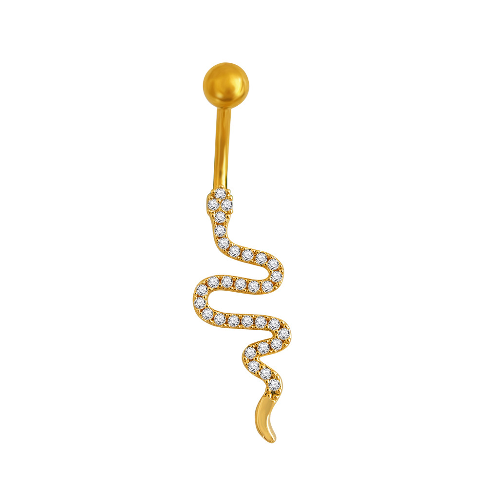 Piercing nombril serpent avec zircon bijou de corps élégant_voghion.com