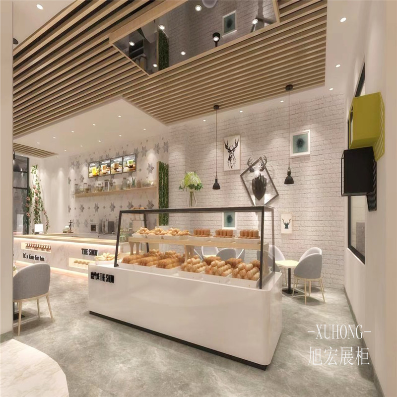 广州厂家定制奶茶店吧台 接待台公司前台甜品店用的面包展示架