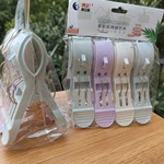 家用大号塑料加厚双弹簧强力梅花型杆夹固定衣服晾衣夹防风大衣夹