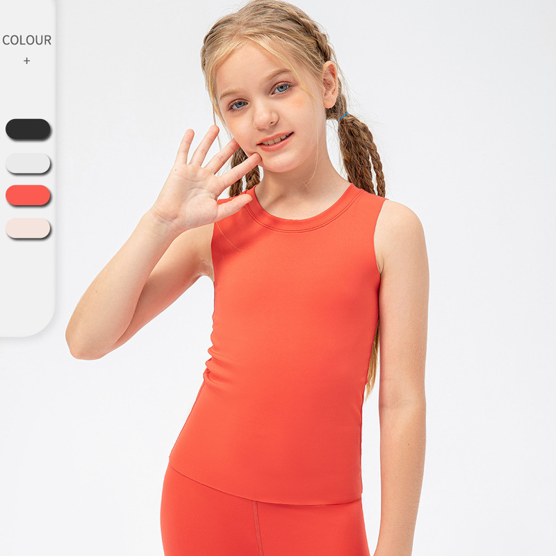 New Girls Tight Yoga Vest Skin-friendly Quick-dry Children's Clothing Dance Training Vest Sports Clothes 23104